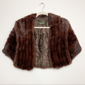 Vintage 50s Dark Brown Mink or Sable Cape Capelet